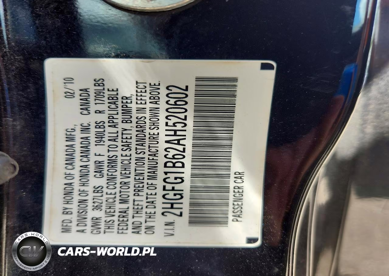 2010 Honda Civic Lx VIN:2HGFG1B62AH520602 - 12
