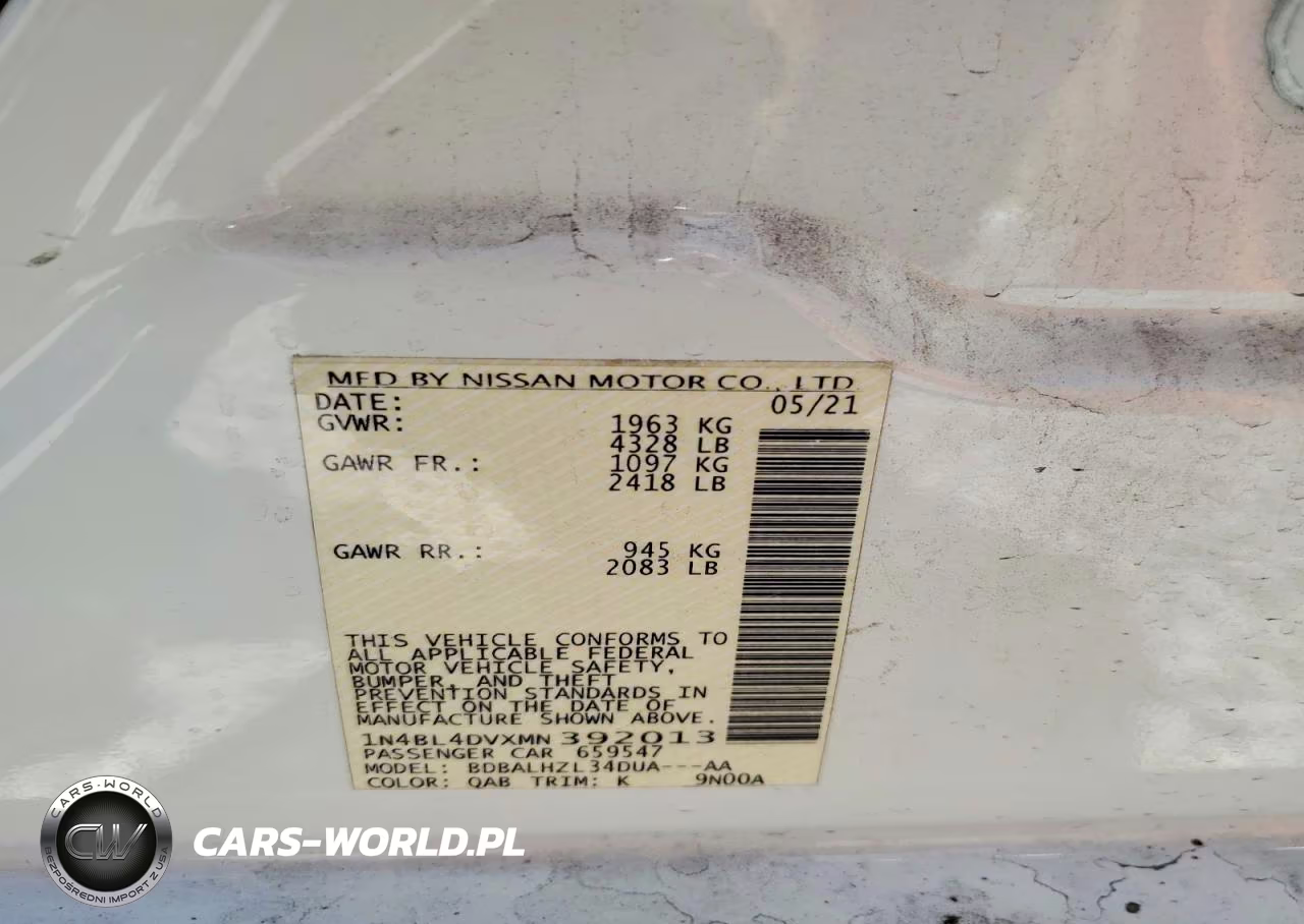 2021 Nissan Altima Sv VIN:1N4BL4DVXMN392013 - 12