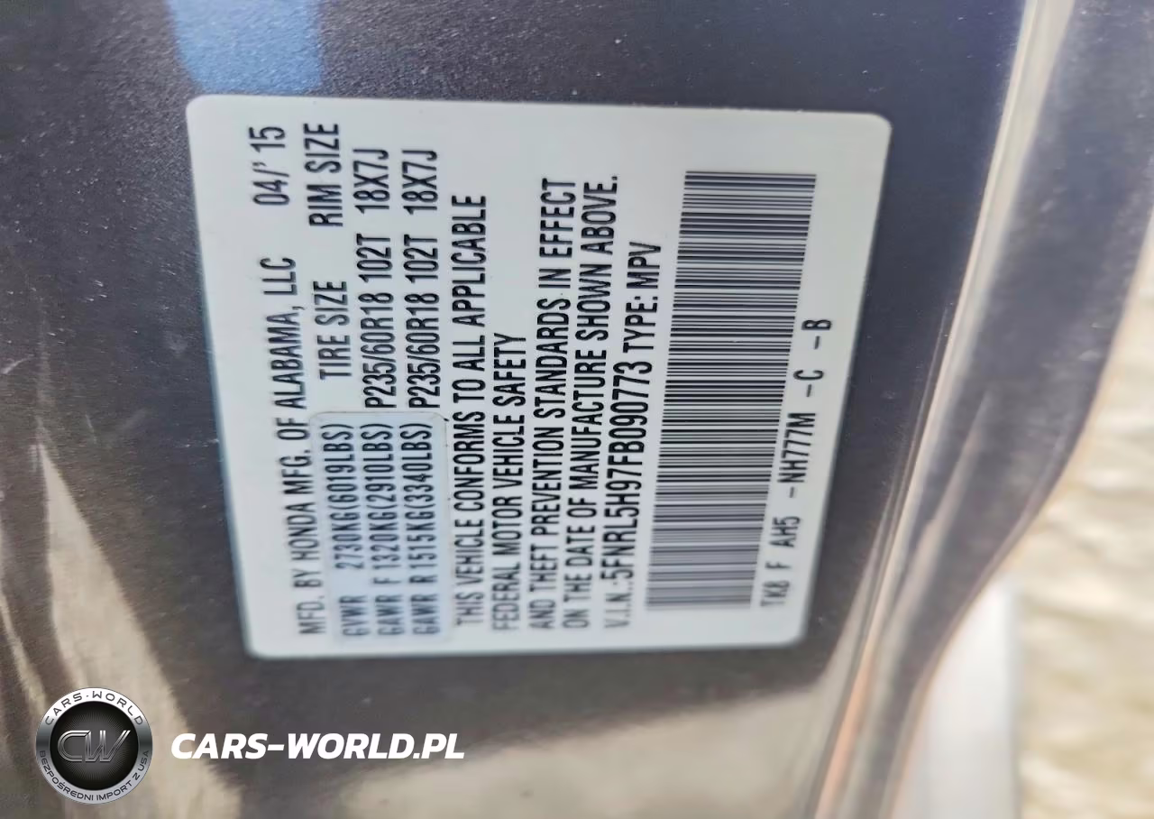 2015 Honda Odyssey Touring VIN:5FNRL5H97FB090773 - 13