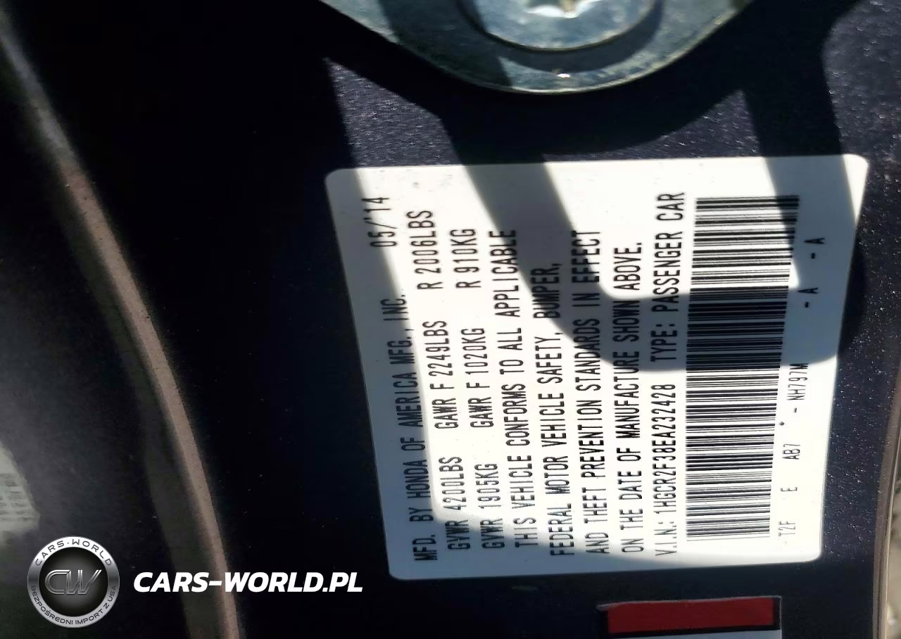 2014 Honda Accord Lx VIN:1HGCR2F38EA232428 - 12