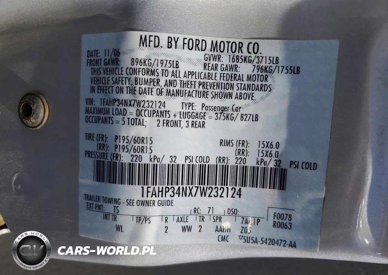 2007 Ford Focus VIN:1FAHP34NX7W232124 - 12