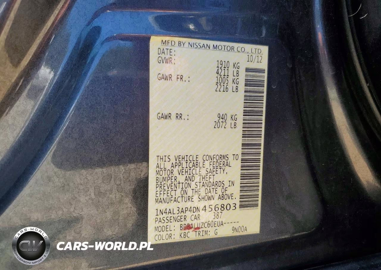 2013 Nissan Altima 2.5 VIN:1N4AL3AP4DN456803 - 12