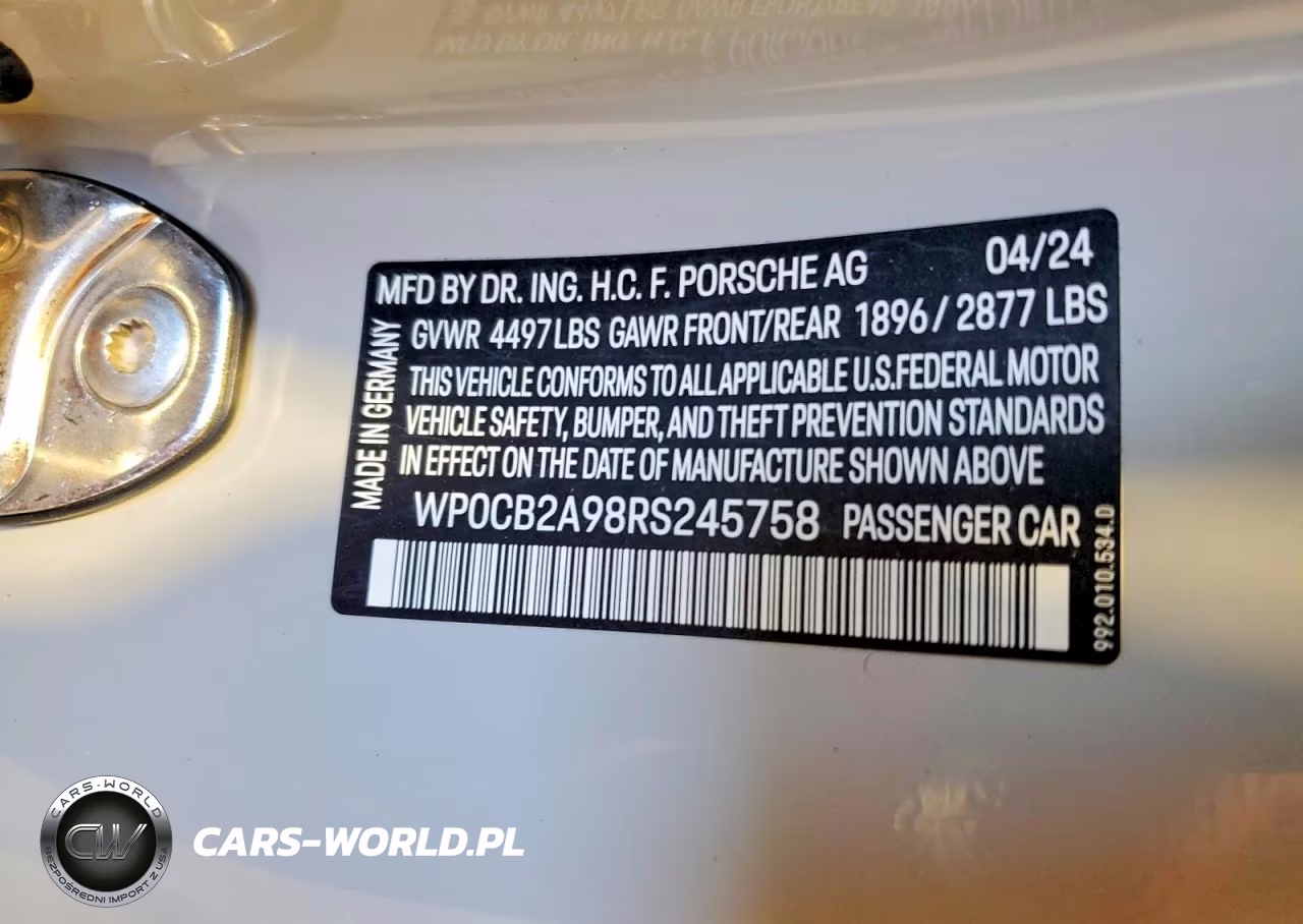 2024 Porsche 911 Carrera S VIN:WP0CB2A98RS245758 - 12
