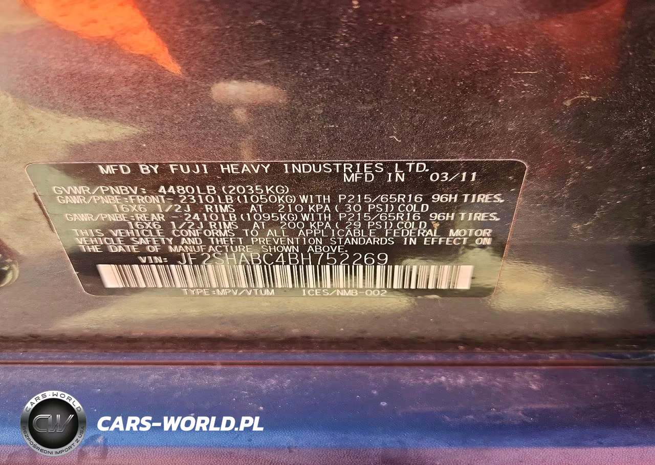 2011 Subaru Forester 2.5X VIN:JF2SHABC4BH752269 - 12