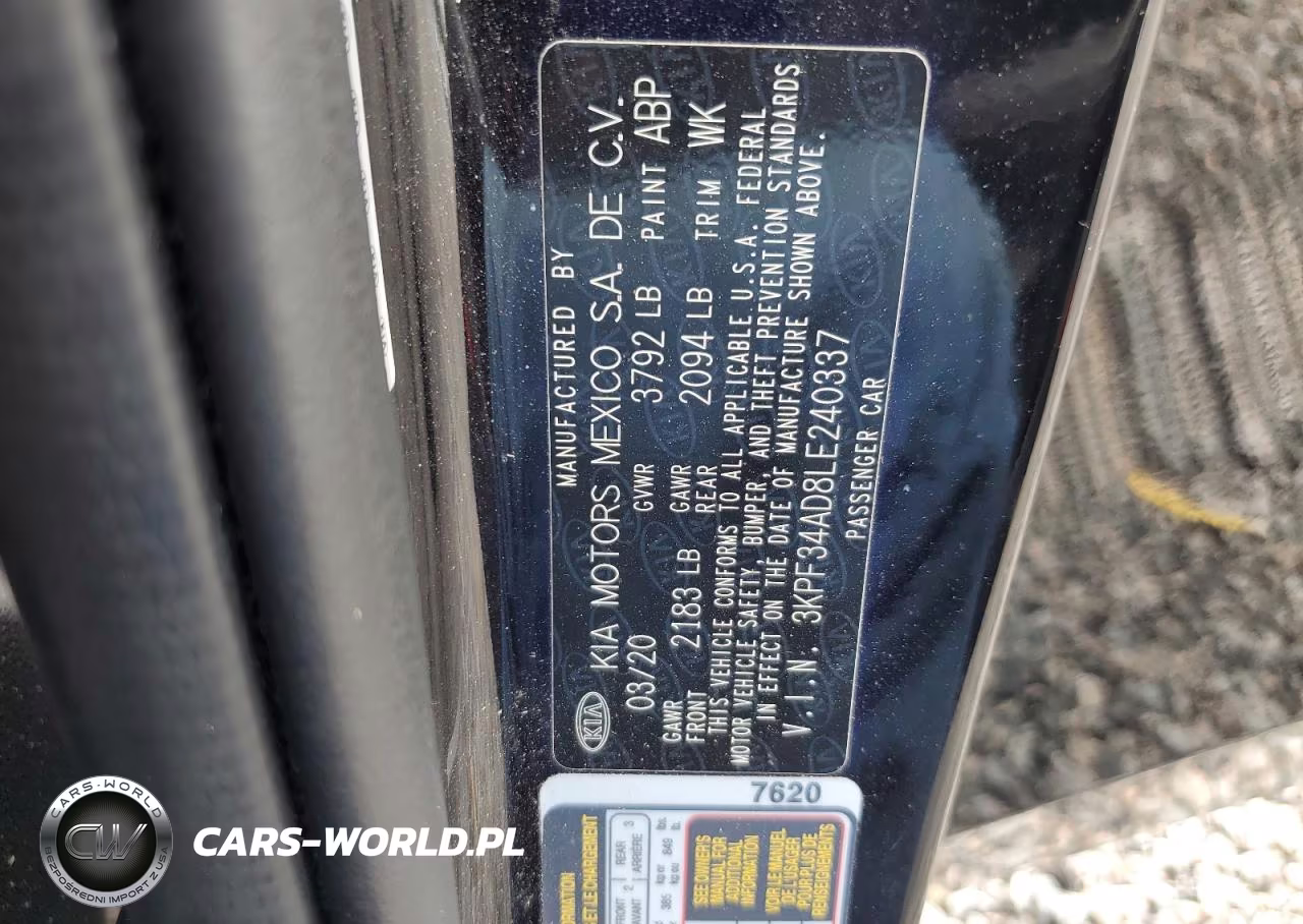 2020 Kia Forte Gt Line VIN:3KPF34AD8LE240337 - 12