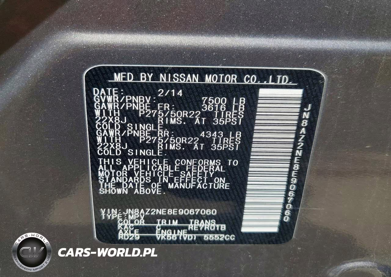 2014 Infiniti Qx80 Base VIN:JN8AZ2NE8E9067060 - 13