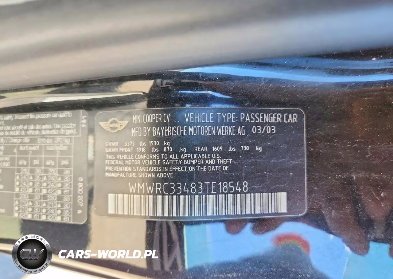 2003 Mini Cooper VIN:WMWRC33483TE18548 - 12