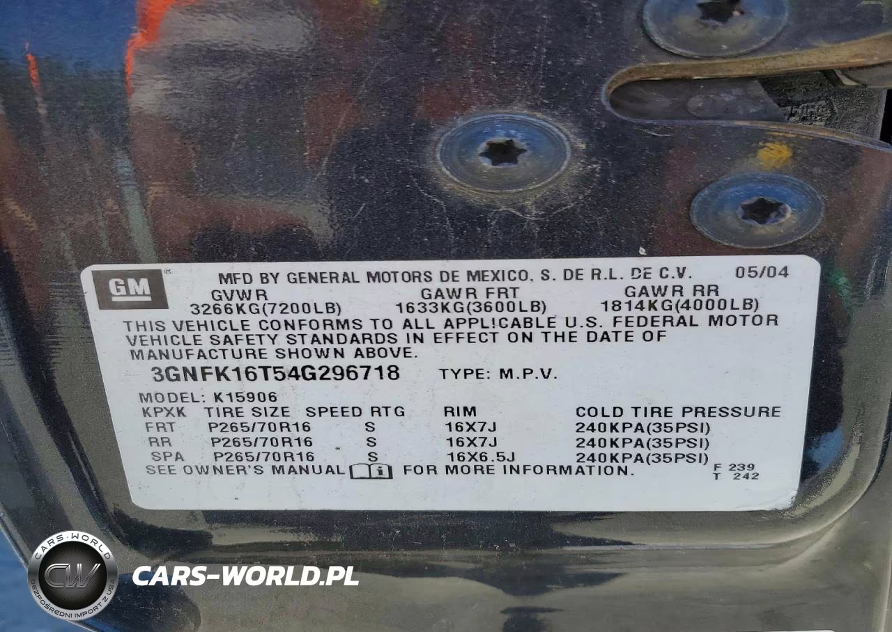 2004 Chevrolet Suburban K1500 VIN:3GNFK16T54G296718 - 13