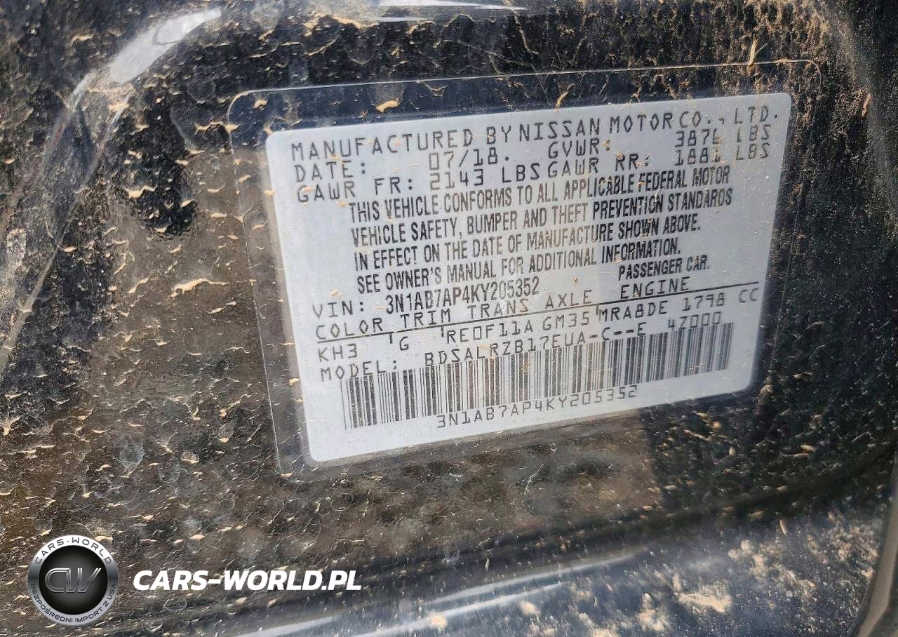 2019 Nissan Sentra Sr VIN:3N1AB7AP4KY205352 - 12