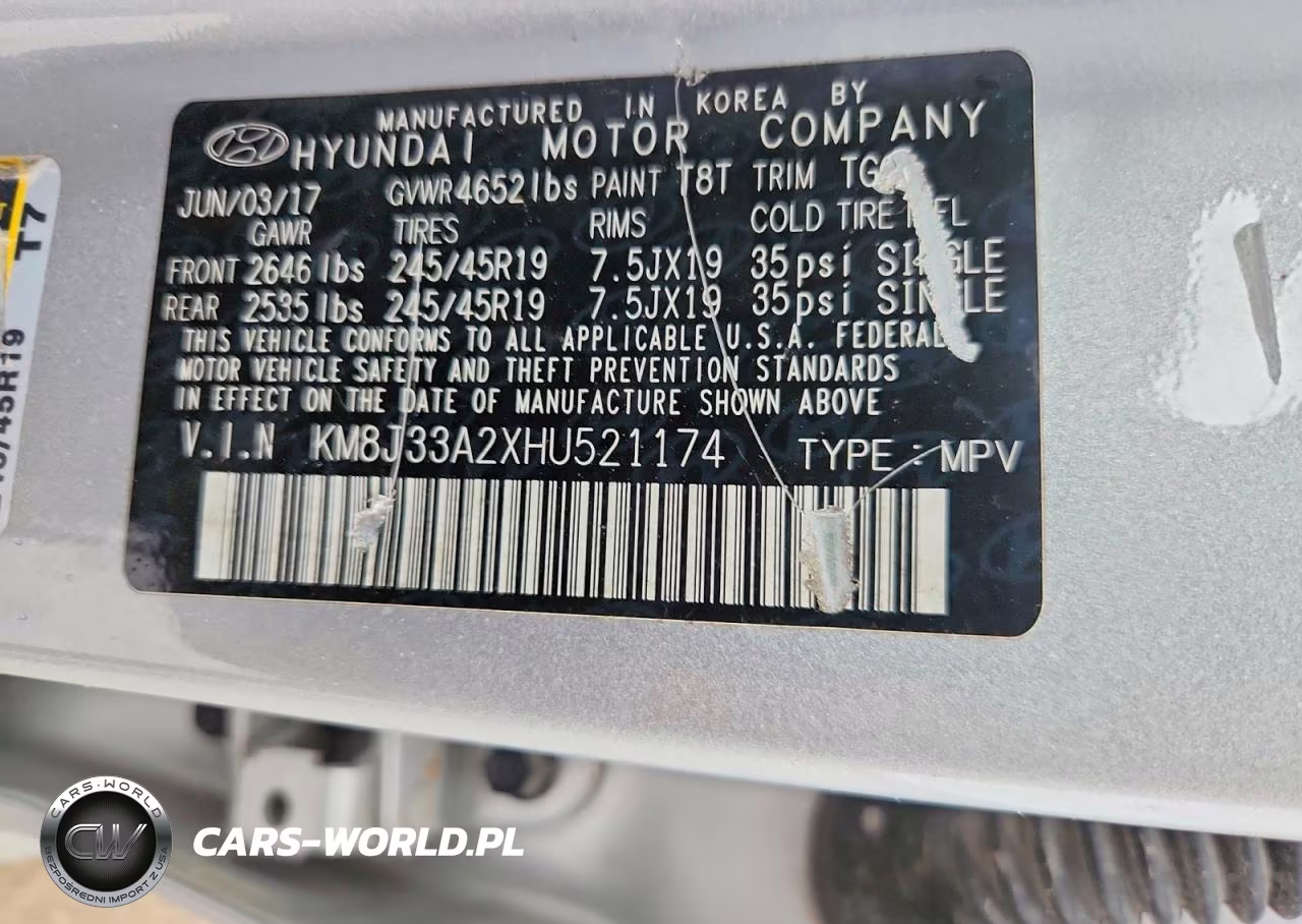 2017 Hyundai Tucson Sport VIN:KM8J33A2XHU521174 - 13