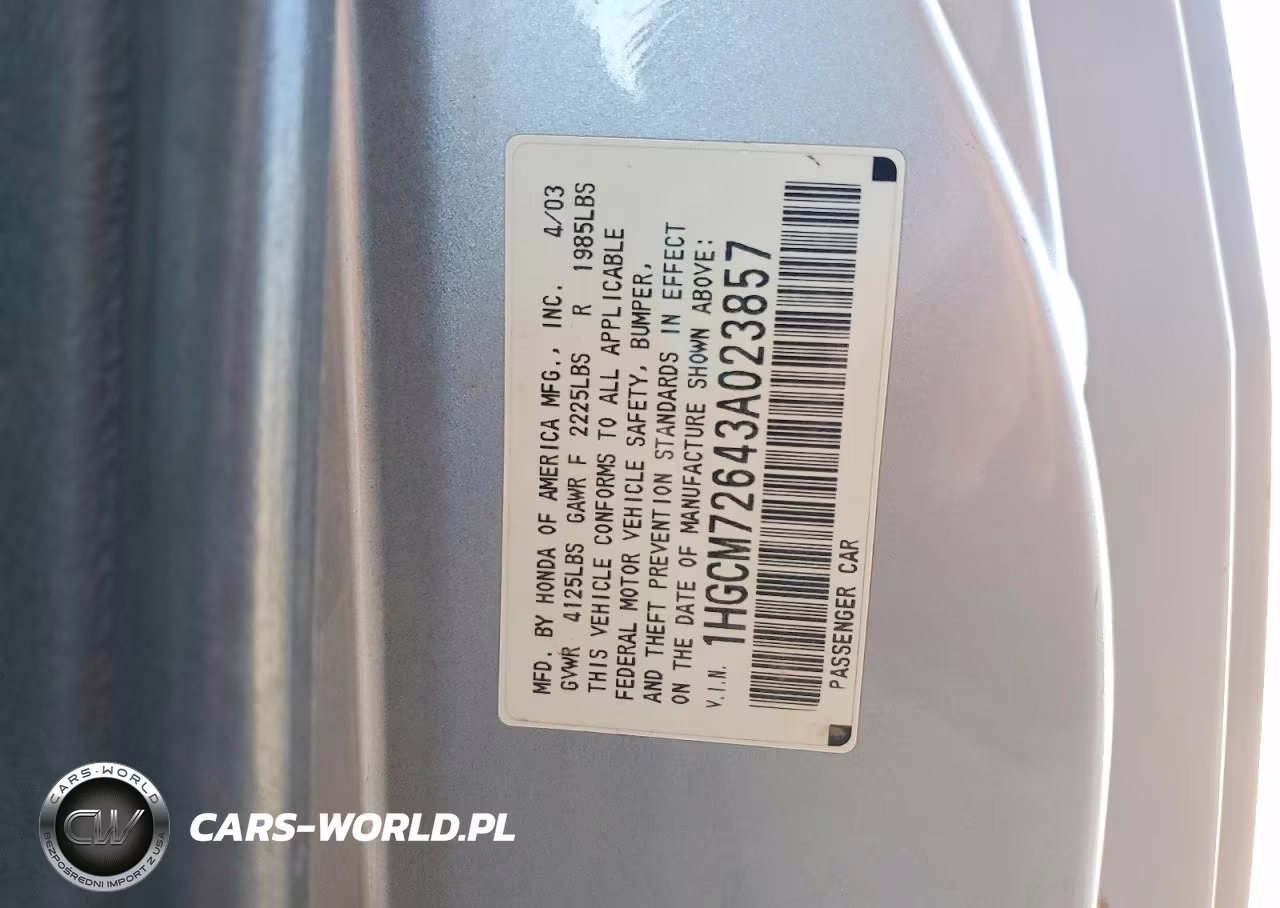 2003 Honda Accord Ex VIN:1HGCM72643A023857 - 12