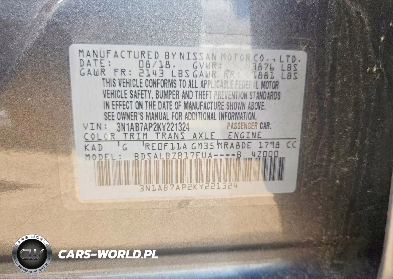 2019 Nissan Sentra S VIN:3N1AB7AP2KY221324 - 12