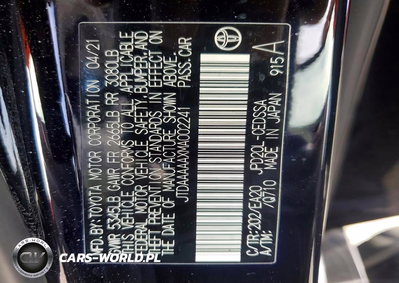 2021 Toyota Mirai Xle VIN:JTDAAAAAXMA002241 - 12