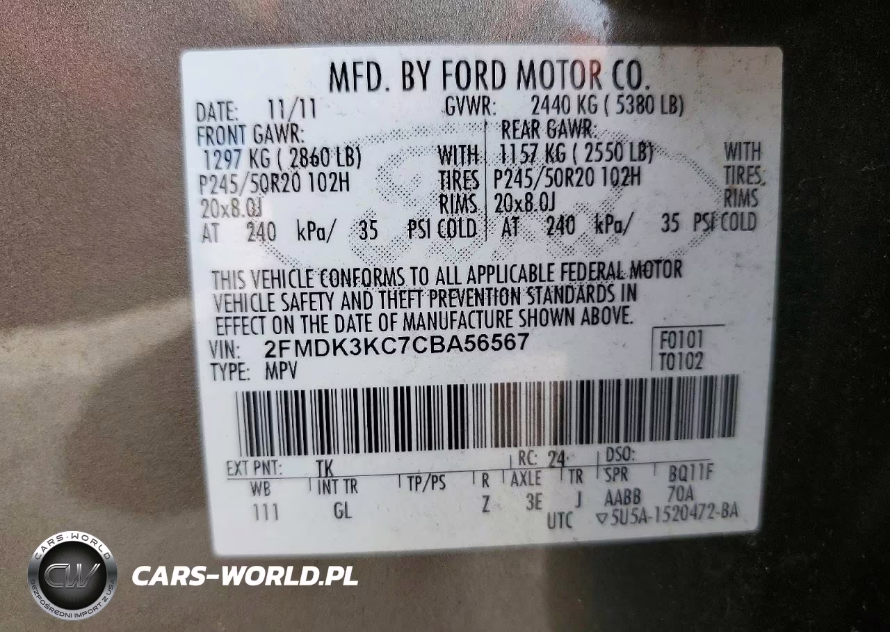 2012 Ford Edge Limited VIN:2FMDK3KC7CBA56567 - 12
