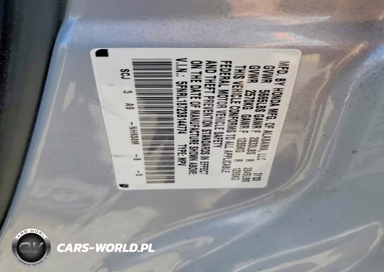 2003 Honda Odyssey Exl VIN:5FNRL18723B144774 - 13