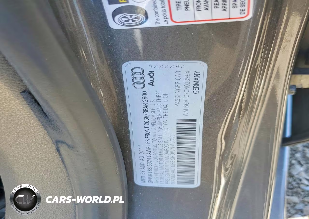 2012 Audi A7 Prestige VIN:WAUSGAFC7CN023954 - 12