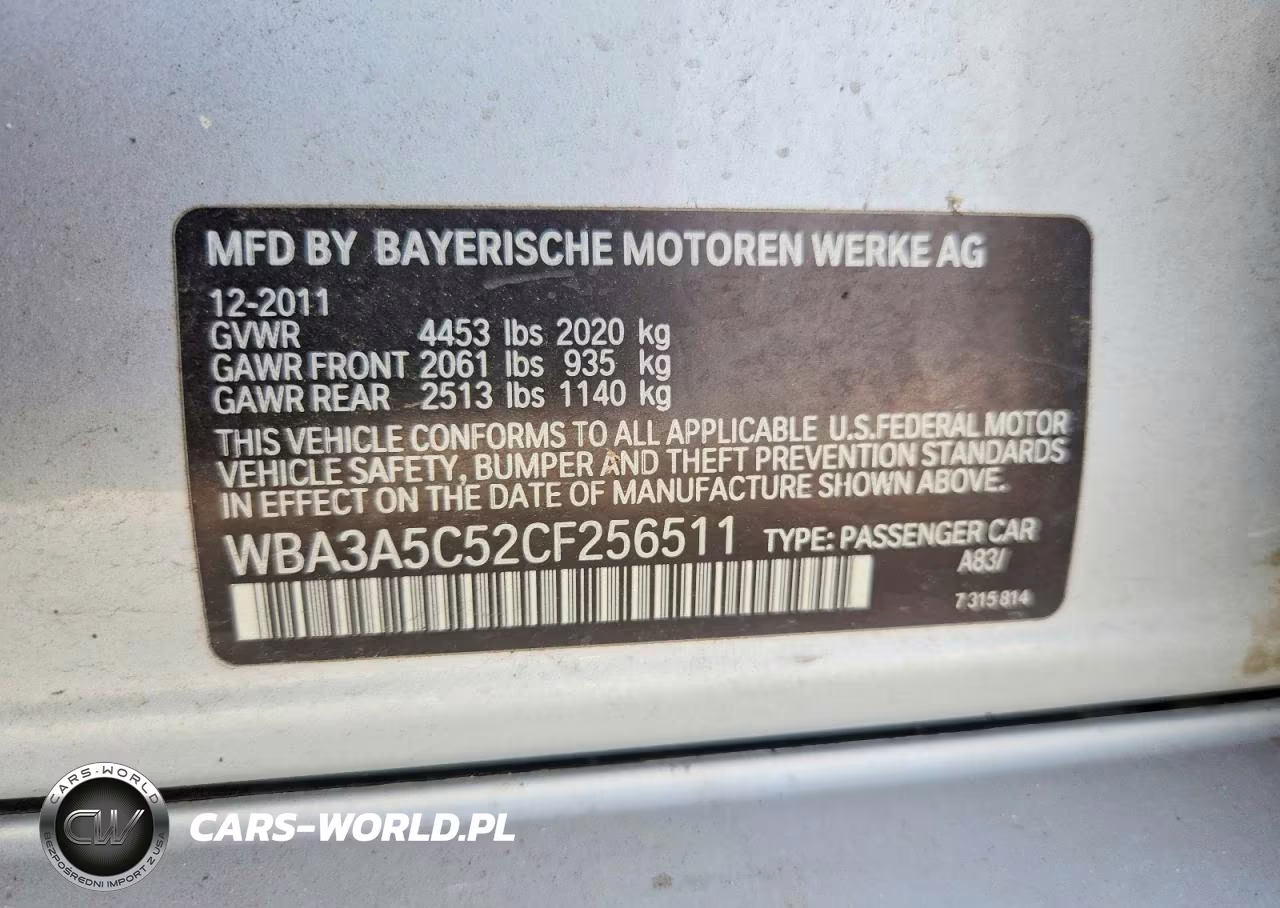2012 BMW 328 I VIN:WBA3A5C52CF256511 - 12