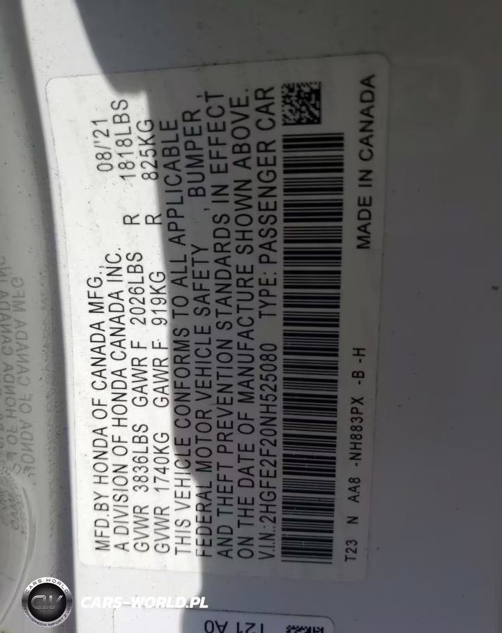 2022 Honda Civic Lx VIN:2HGFE2F20NH525080 - 13