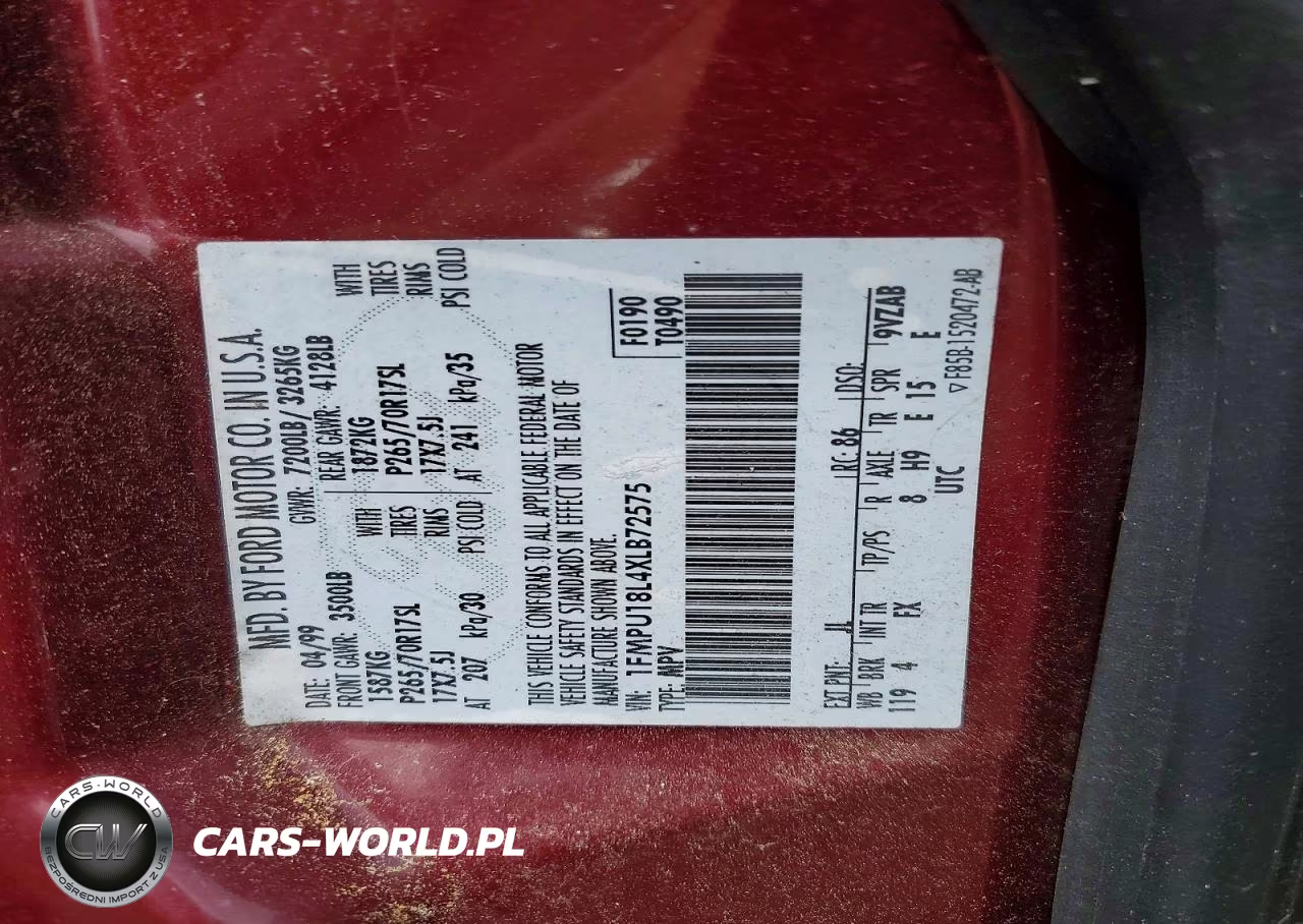 1999 Ford Expedition VIN:1FMPU18L4XLB72575 - 13