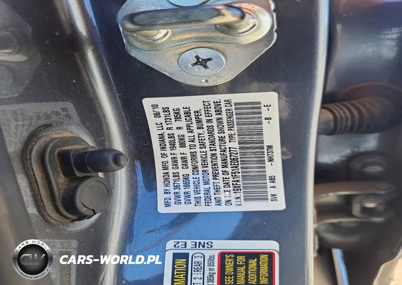 2010 Honda Civic Lx VIN:19XFA1F51AE067277 - 12