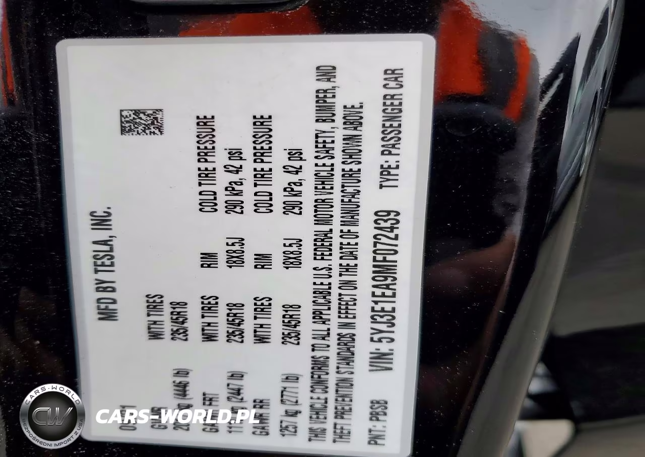 2021 Tesla Model 3 VIN:5YJ3E1EA9MF072439 - 12