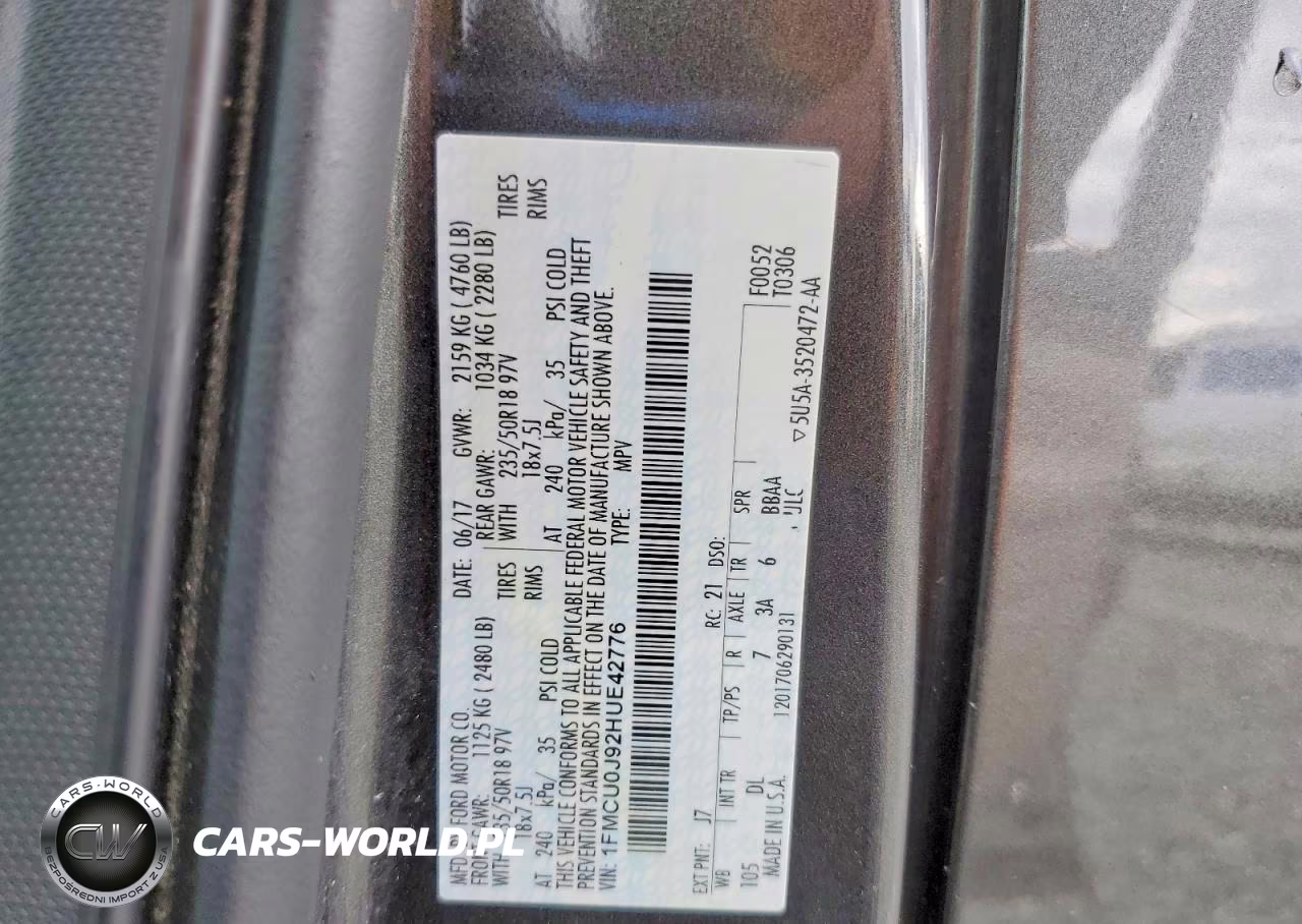 2017 Ford Escape Titanium VIN:1FMCU0J92HUE42776 - 12