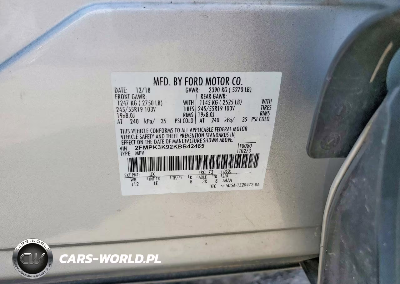 2019 Ford Edge Titanium VIN:2FMPK3K92KBB42465 - 13