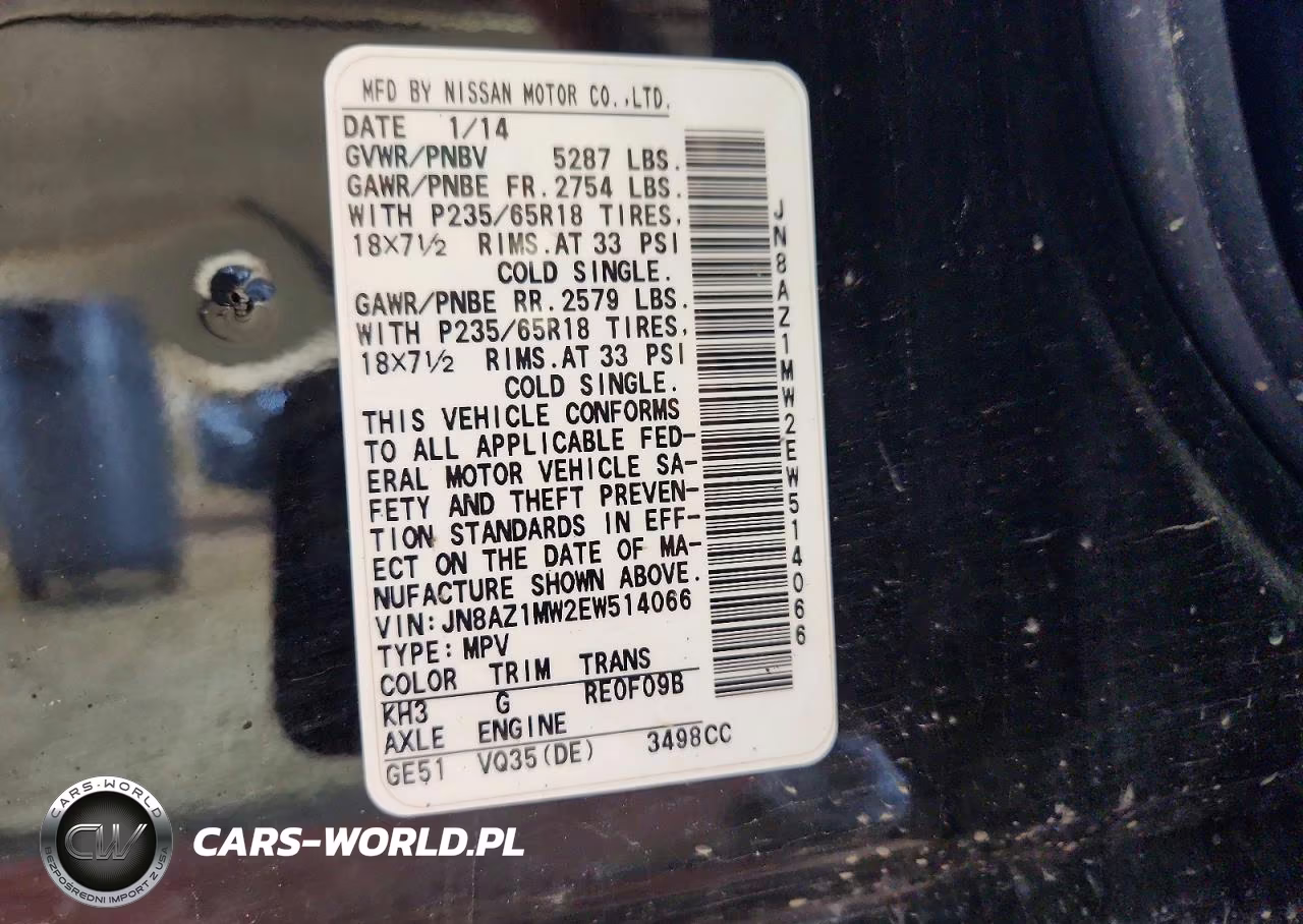 2014 Nissan Murano Sv VIN:JN8AZ1MW2EW514066 - 13