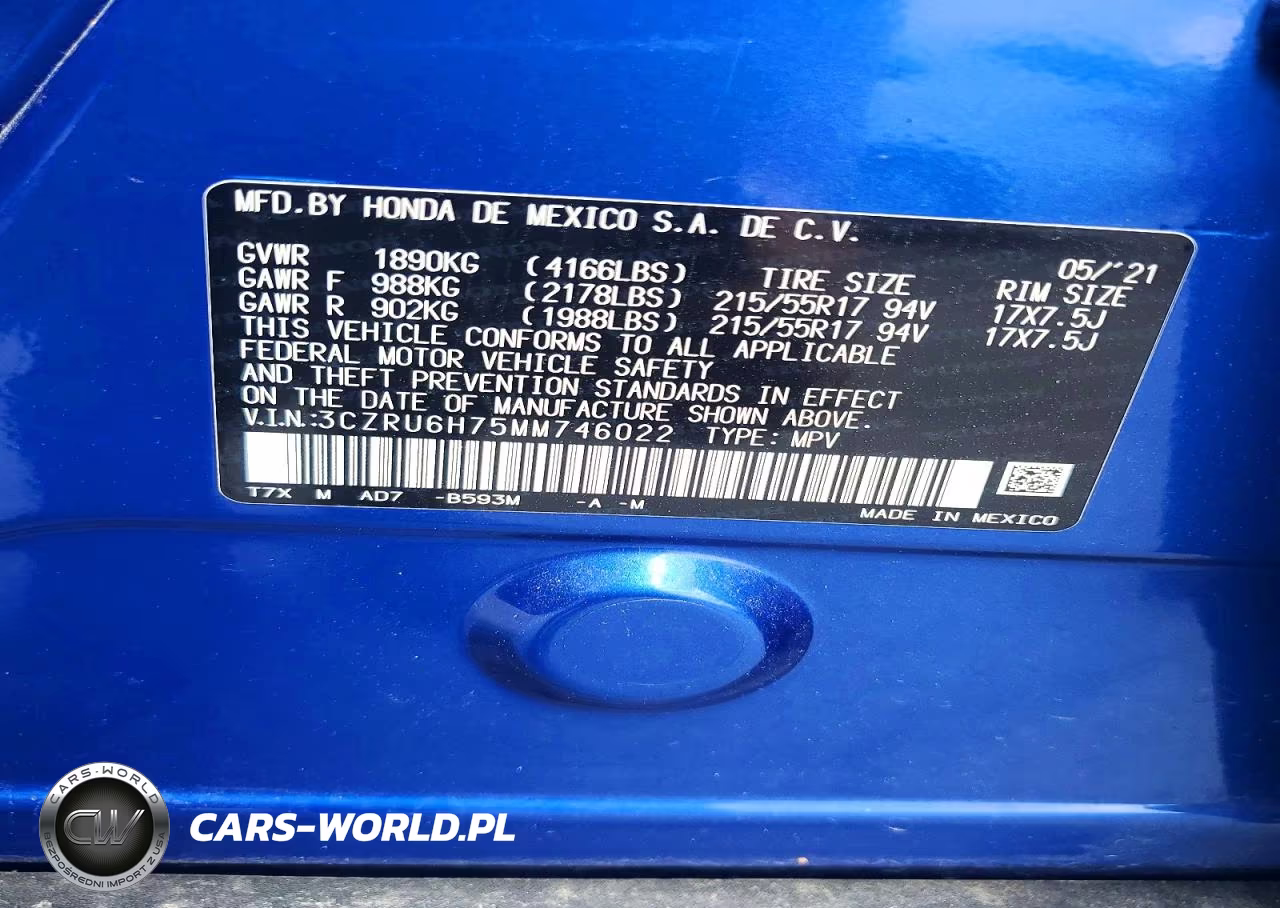 2021 Honda Hr-V Exl VIN:3CZRU6H75MM746022 - 12