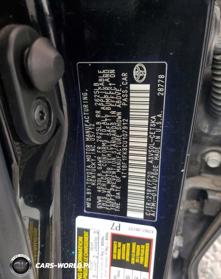 2012 Toyota Camry Se VIN:4T1BF1FK8CU107912 - 12