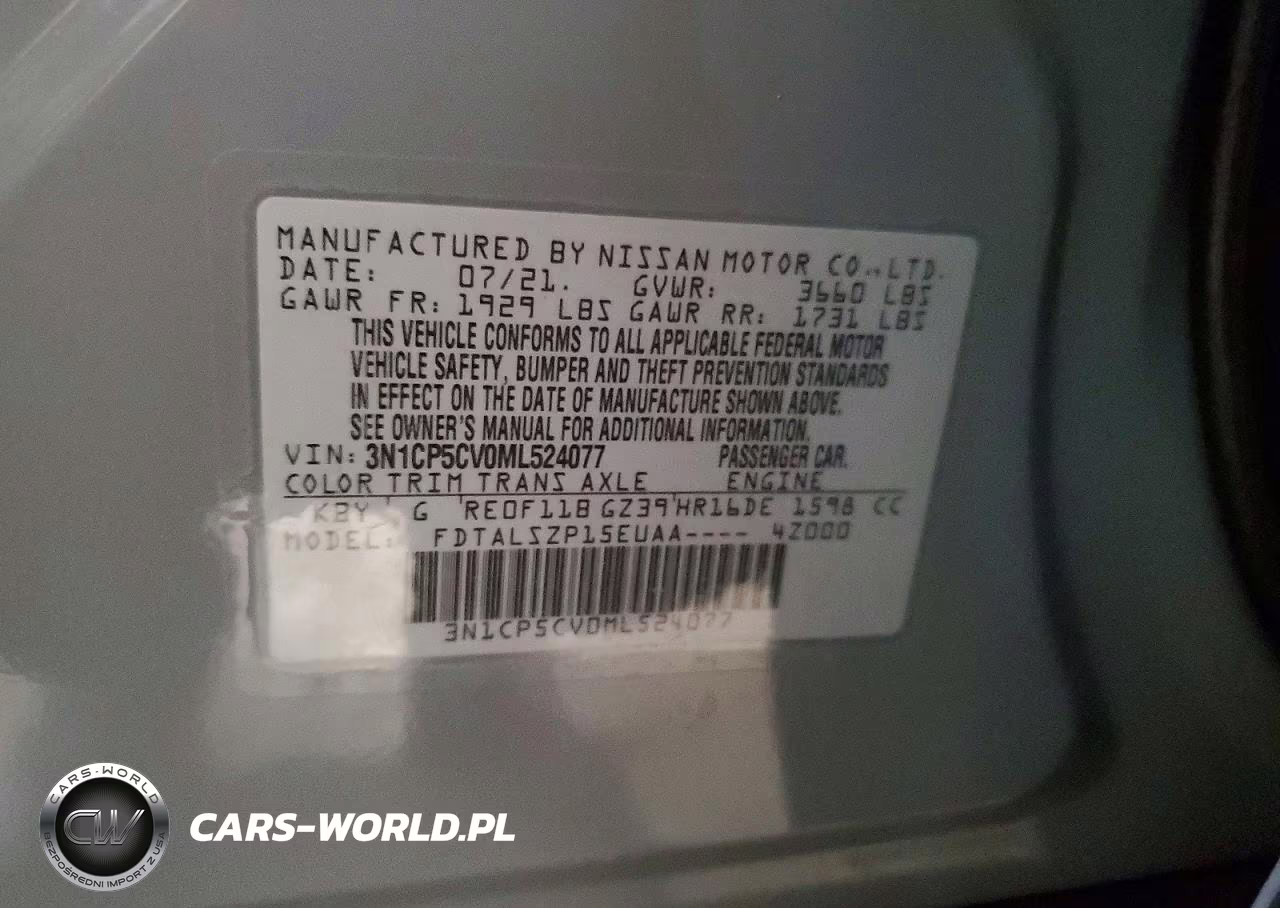 2021 Nissan Kicks Sv VIN:3N1CP5CV0ML524077 - 14