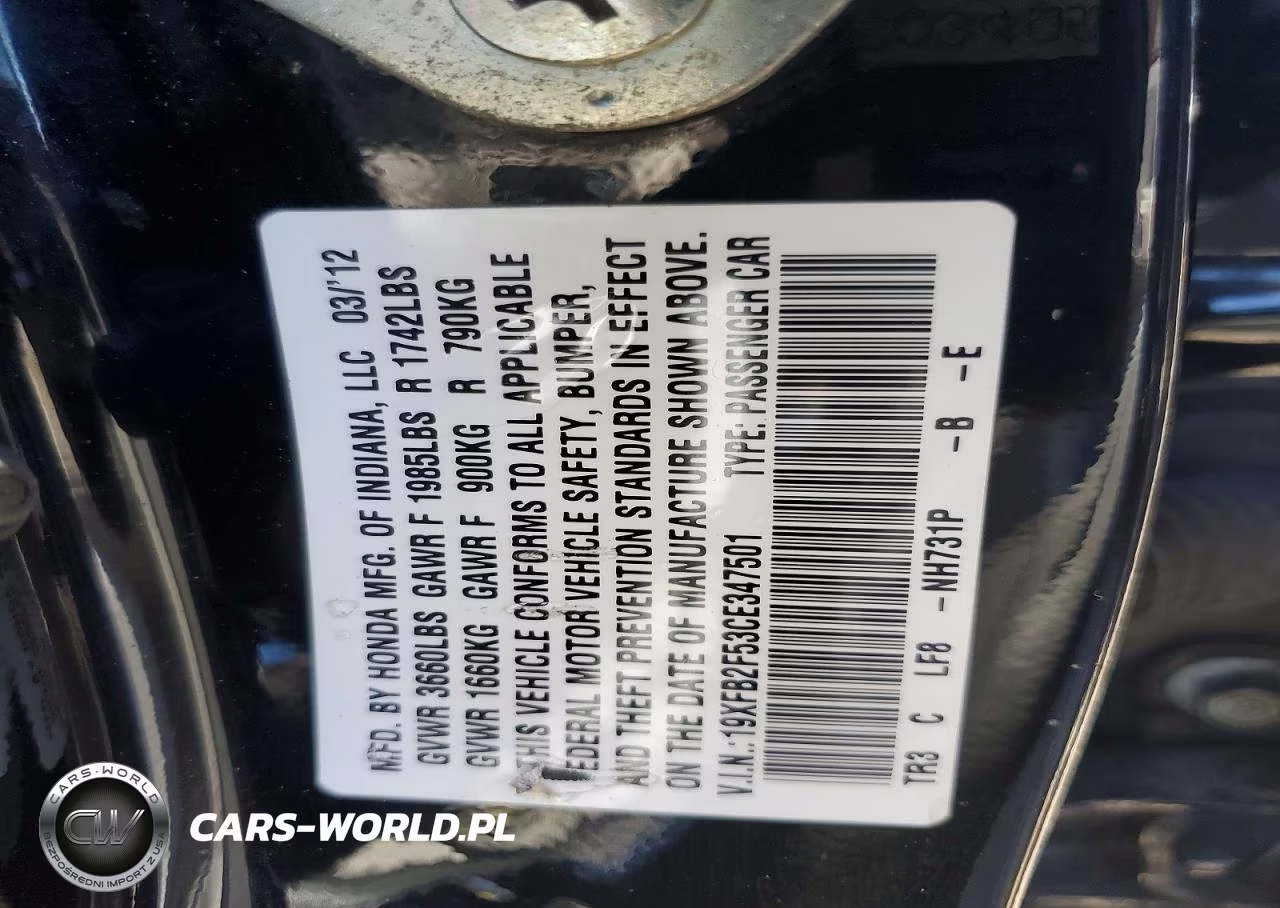 2012 Honda Civic Lx VIN:19XFB2F53CE347501 - 12