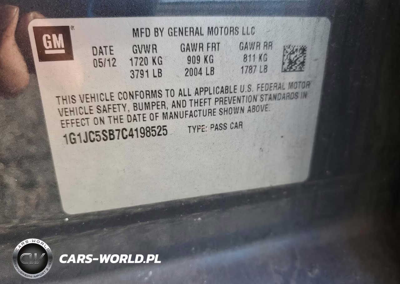 2012 Chevrolet Sonic Lt VIN:1G1JC5SB7C4198525 - 12