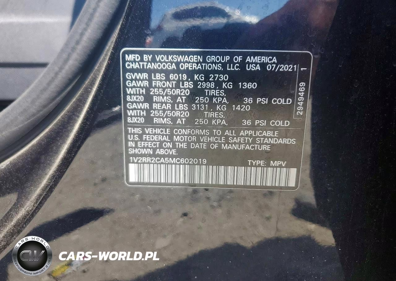 2021 Volkswagen Atlas Se VIN:1V2RR2CA5MC602019 - 13