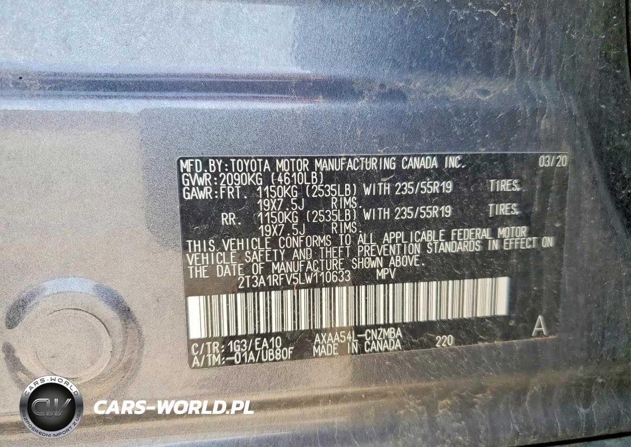 2020 Toyota Rav4 Xle Premium VIN:2T3A1RFV5LW110633 - 13