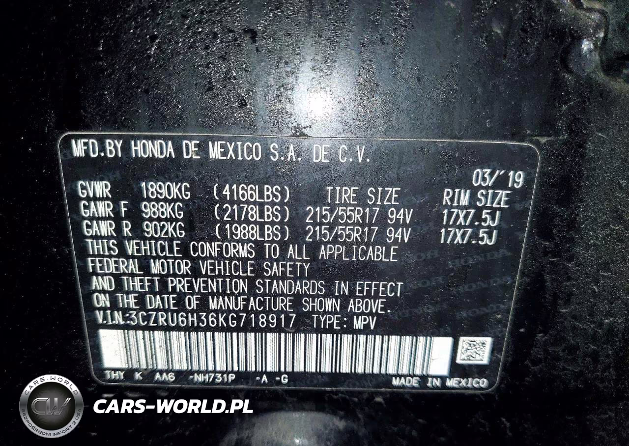 2019 Honda Hr-V Lx VIN:3CZRU6H36KG718917 - 13