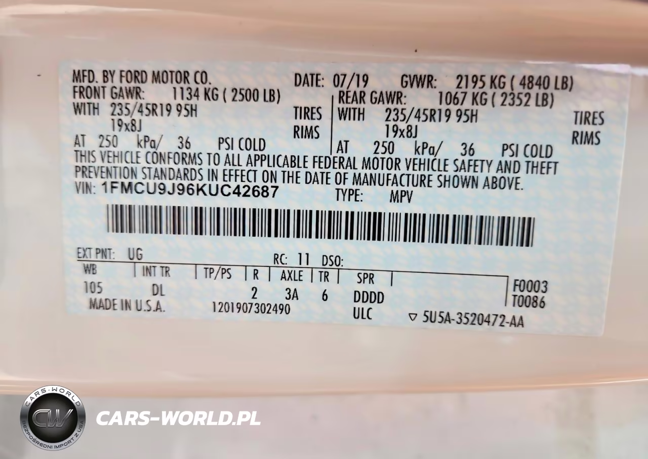 2019 Ford Escape Titanium VIN:1FMCU9J96KUC42687 - 14
