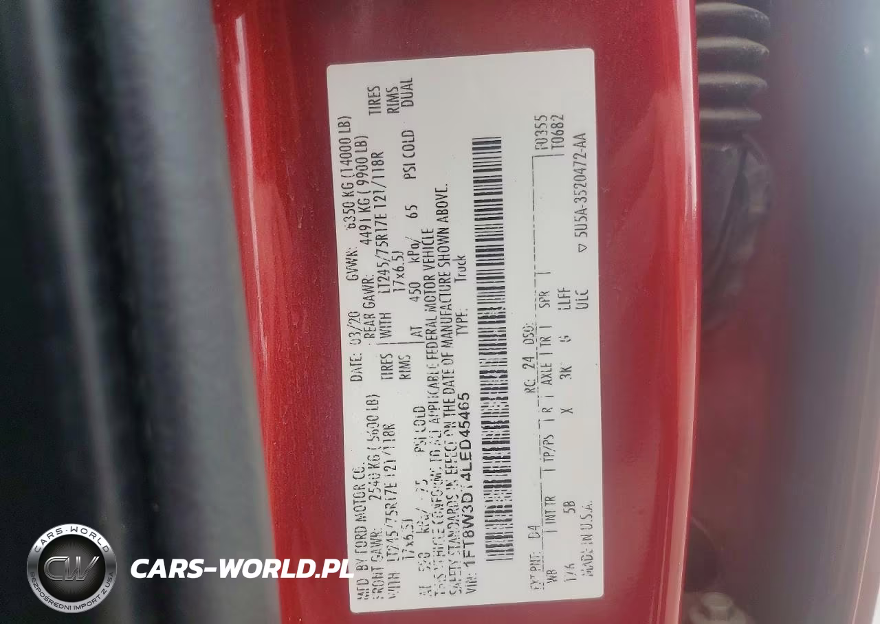 2020 Ford F350 Super Duty VIN:1FT8W3DT4LED45465 - 13