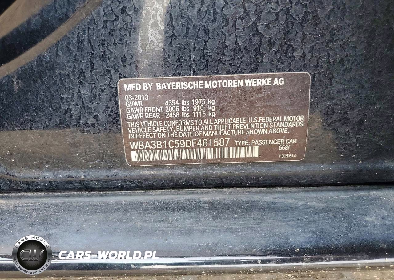 2013 BMW 320 I VIN:WBA3B1C59DF461587 - 12