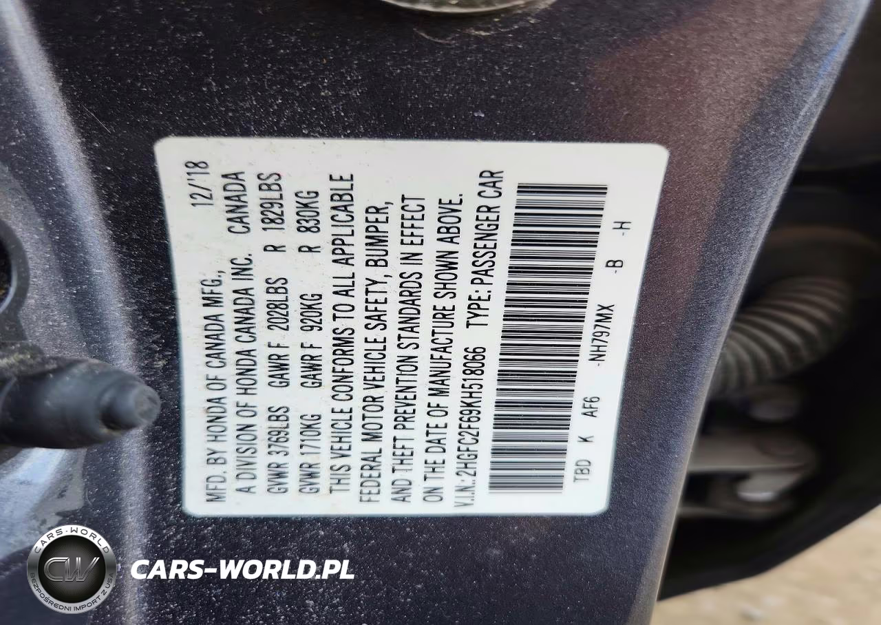 2019 Honda Civic Lx VIN:2HGFC2F69KH518066 - 12