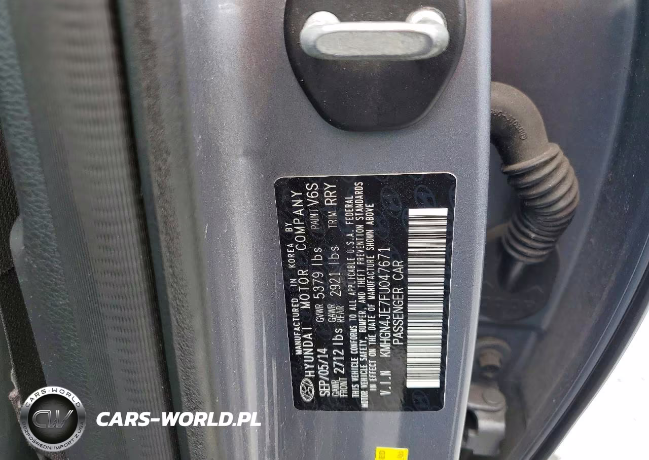 2015 Hyundai Genesis 3.8L VIN:KMHGN4JE7FU047671 - 13