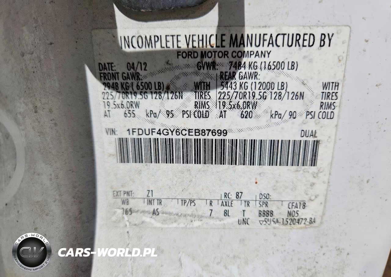 2012 Ford F450 Super Duty VIN:1FDUF4GY6CEB87699 - 12