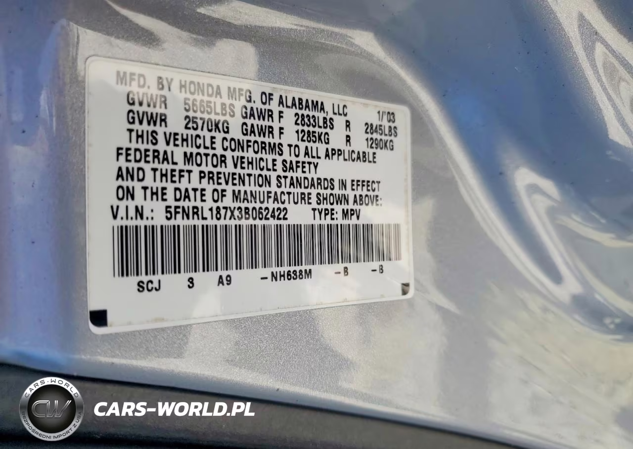 2003 Honda Odyssey Exl VIN:5FNRL187X3B062422 - 13