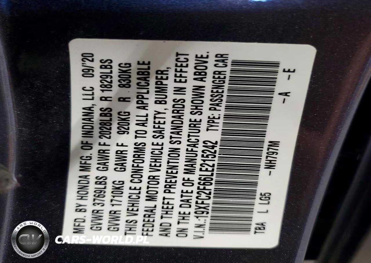 2020 Honda Civic Lx VIN:19XFC2F66LE215242 - 12