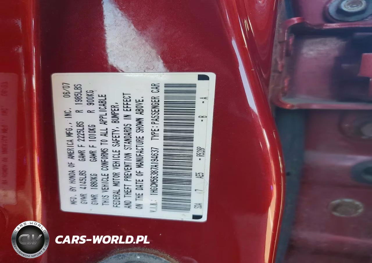 2007 Honda Accord Se VIN:1HGCM56387A194637 - 12