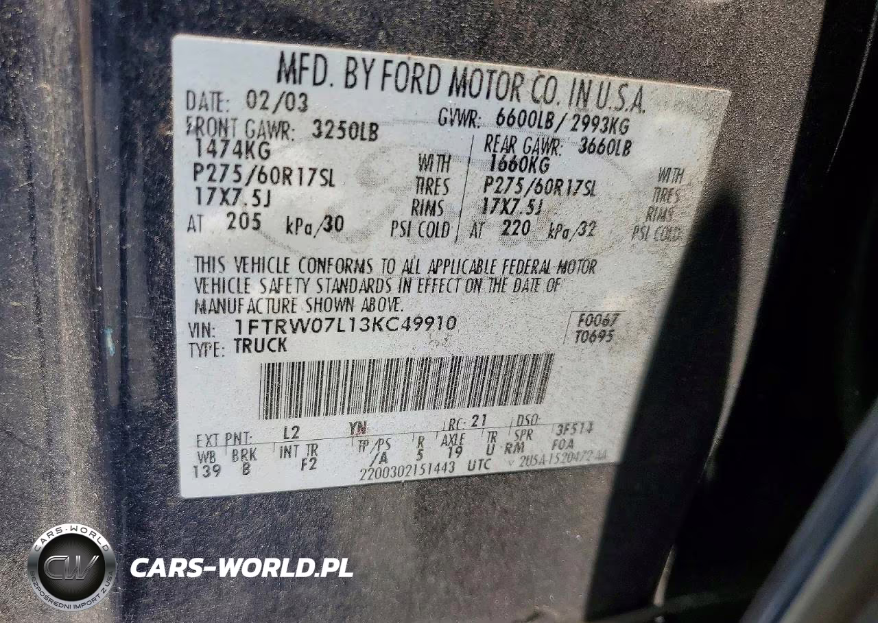 2003 Ford F150 Supercrew VIN:1FTRW07L13KC49910 - 12