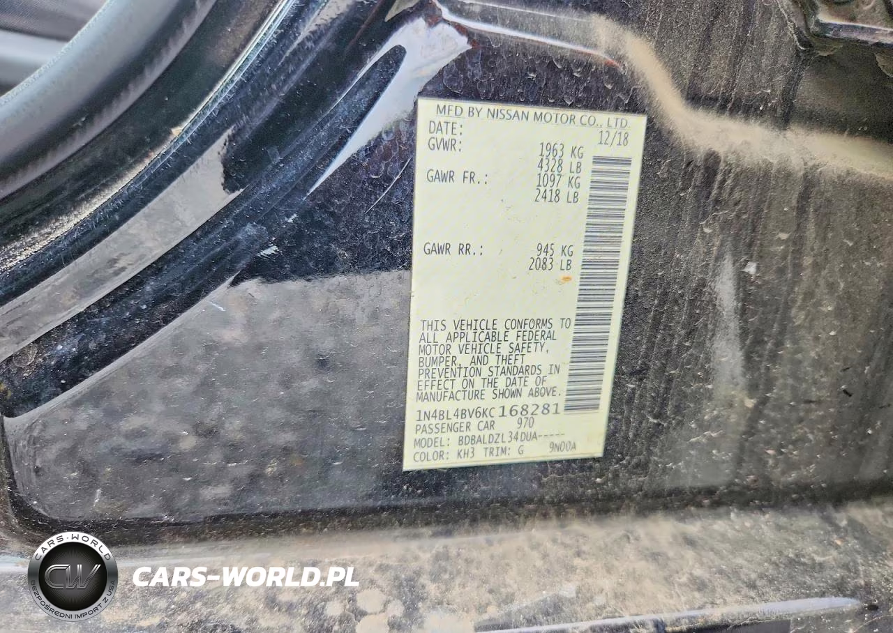 2019 Nissan Altima S VIN:1N4BL4BV6KC168281 - 12