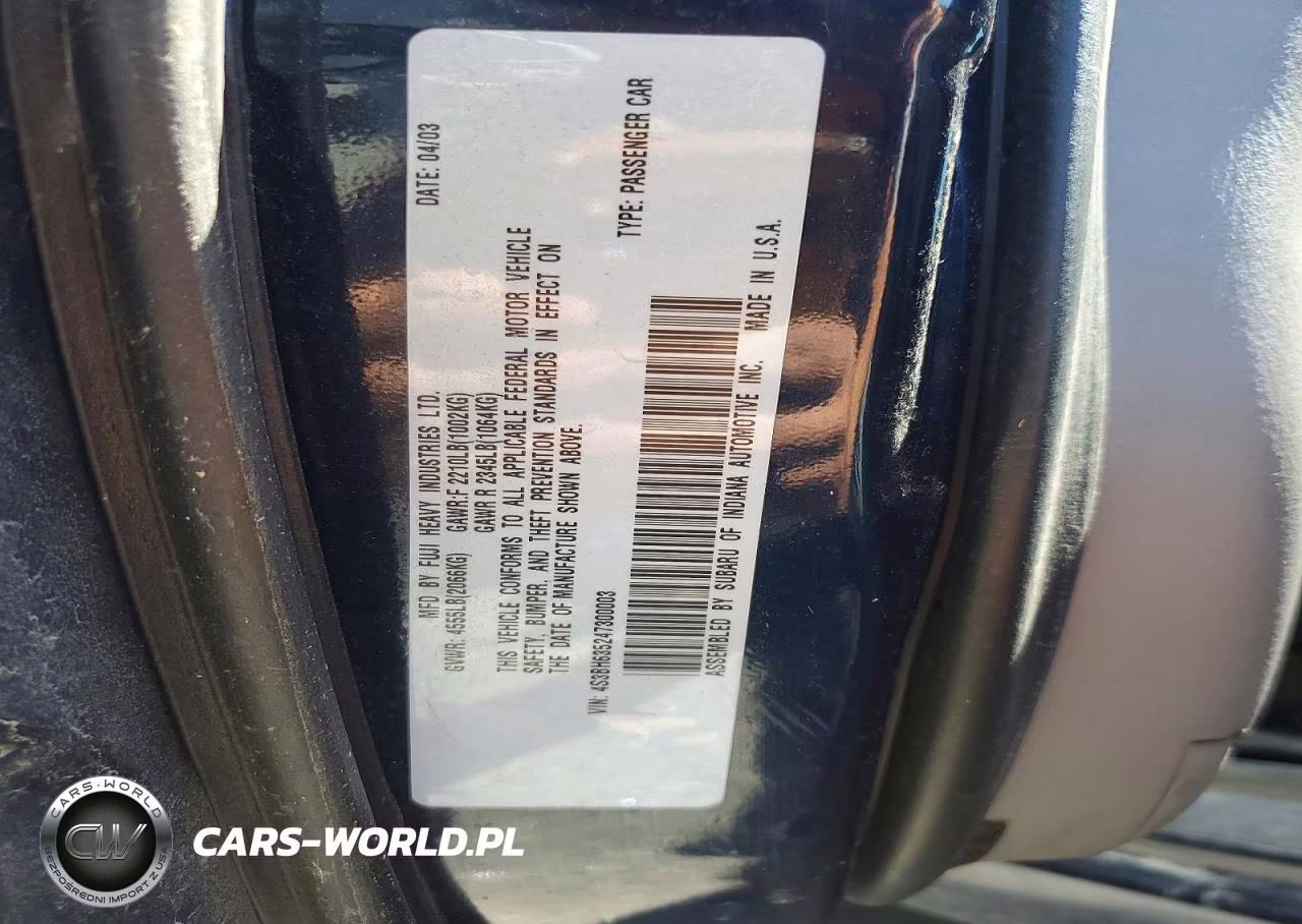 2004 Subaru Legacy L VIN:4S3BH635247300003 - 12