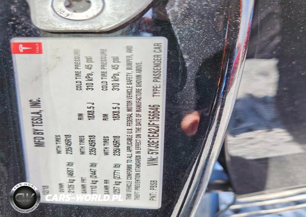 2018 Tesla Model 3 VIN:5YJ3E1EA2JF156646 - 12
