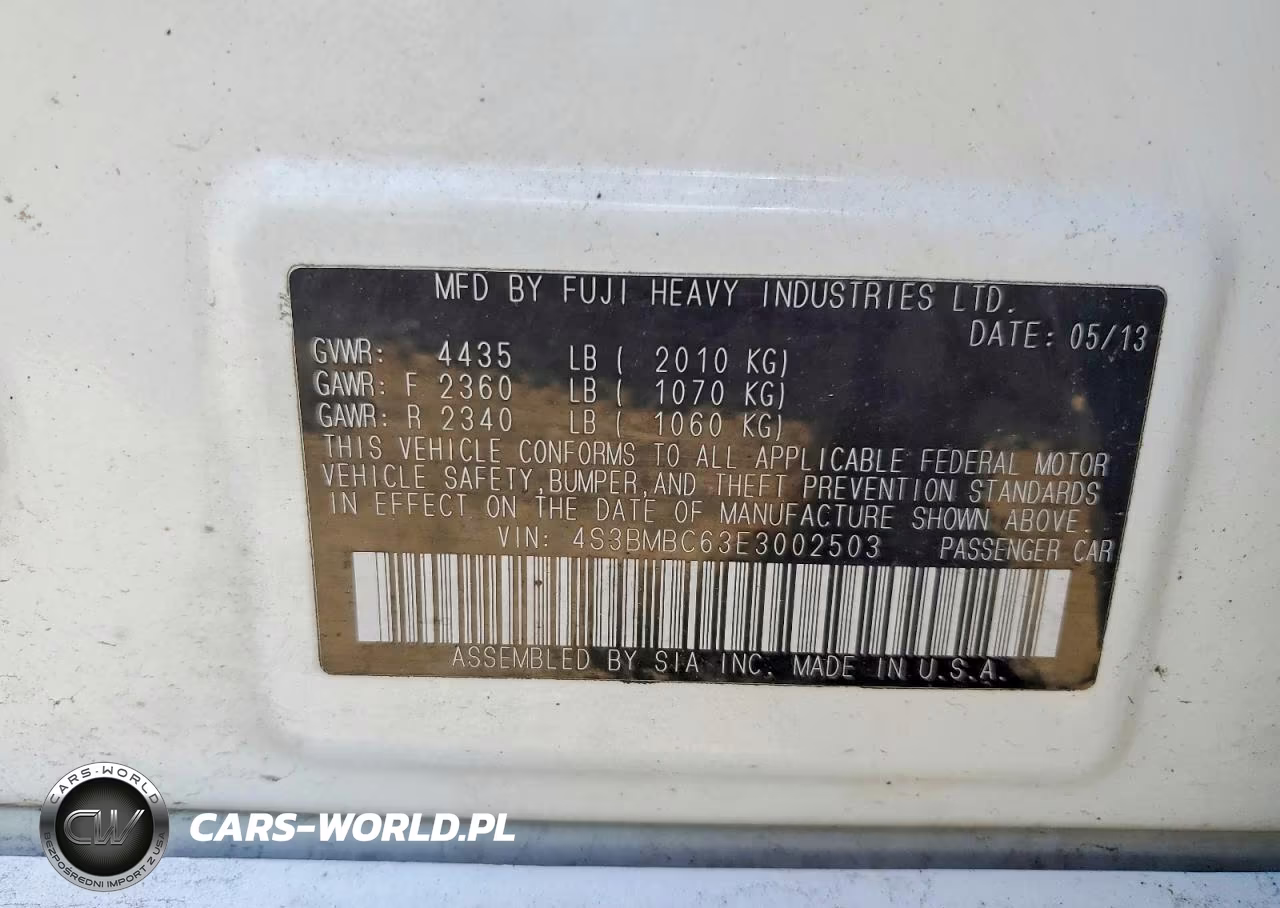 2014 Subaru Legacy 2.5I Premium VIN:4S3BMBC63E3002503 - 12